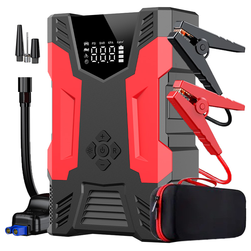 Jump Starter With Air Compressor - 2000A Портативное устройство для запуска двигателя
