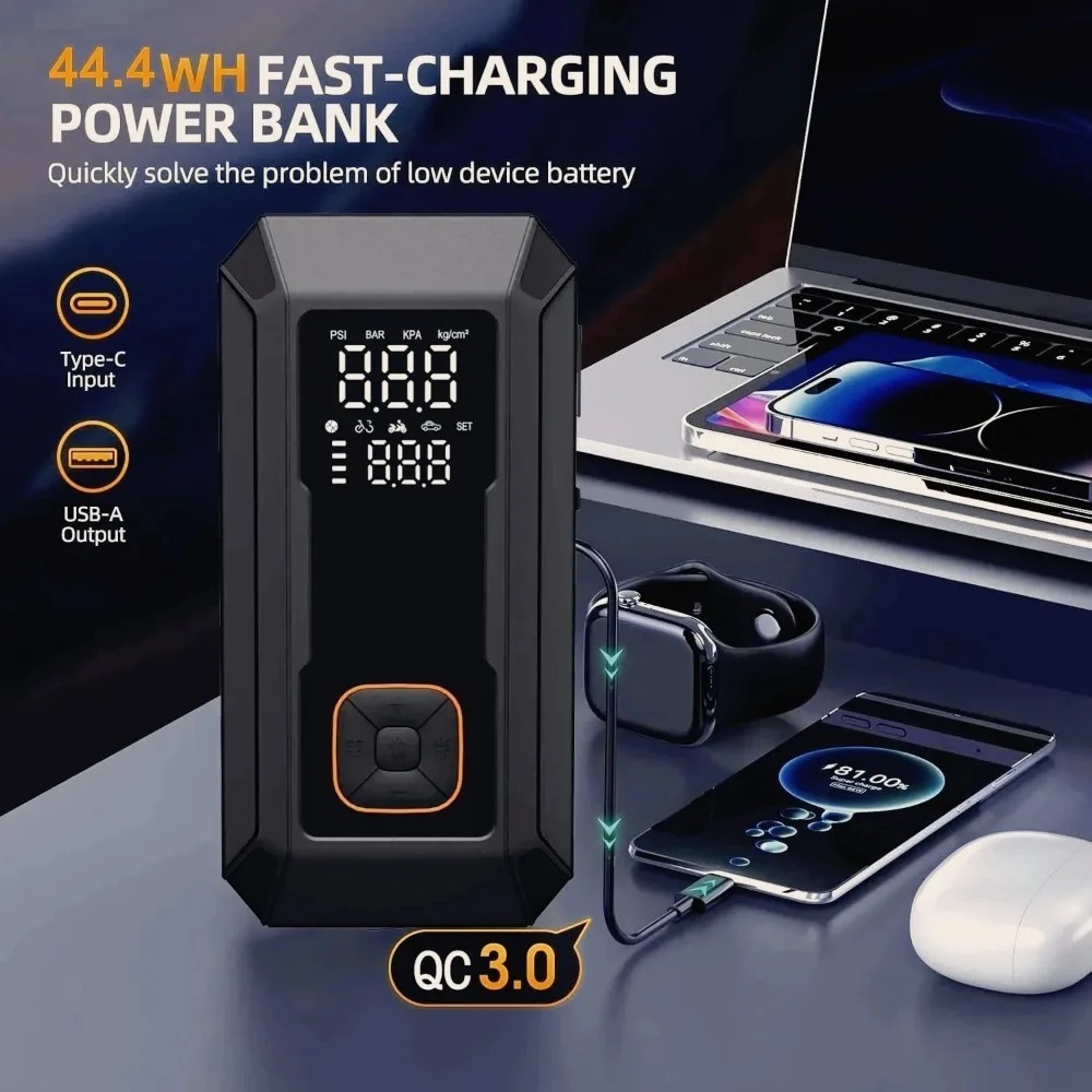 Портативное пусковое устройств – обзор и цена Jump Starter With Air Compressor