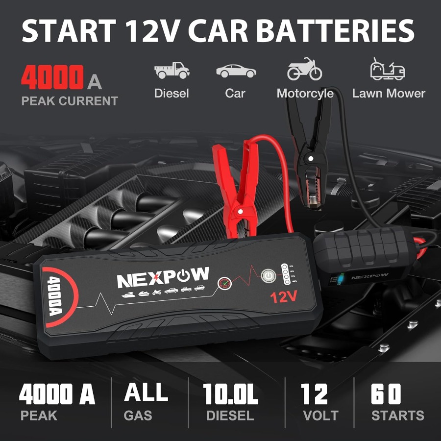 Автомобильный стартер 4000А По – обзор и цена Portable Jump Starter 4000A
