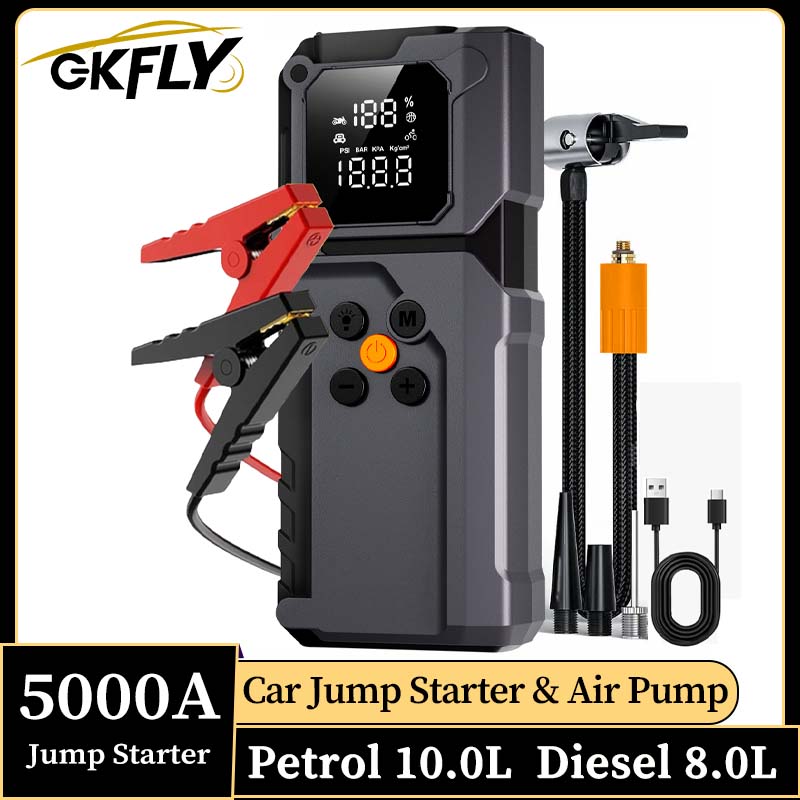 GKFLY 5000A: Пусковое устройст – обзор и цена Jump Starter With Air Compressor