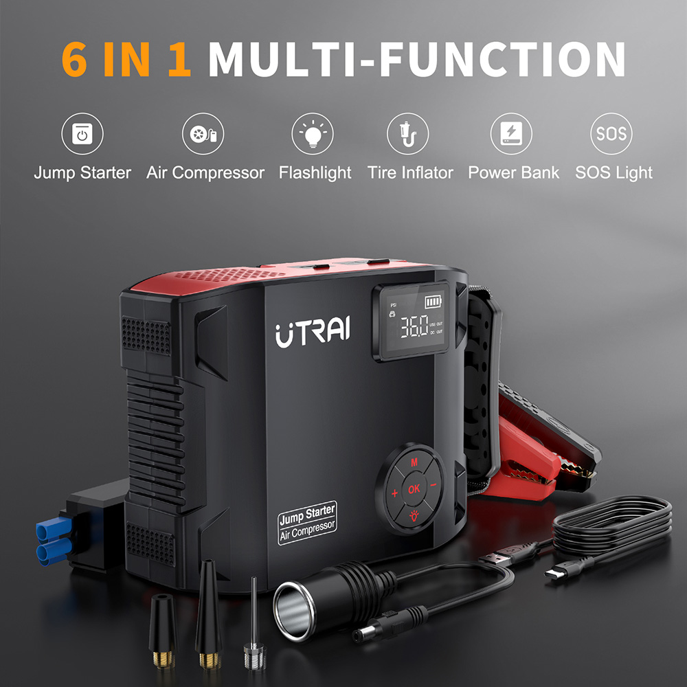 Компрессор UTRAI 150PSI воздуш – обзор и цена Jump Starter Cable 2000A