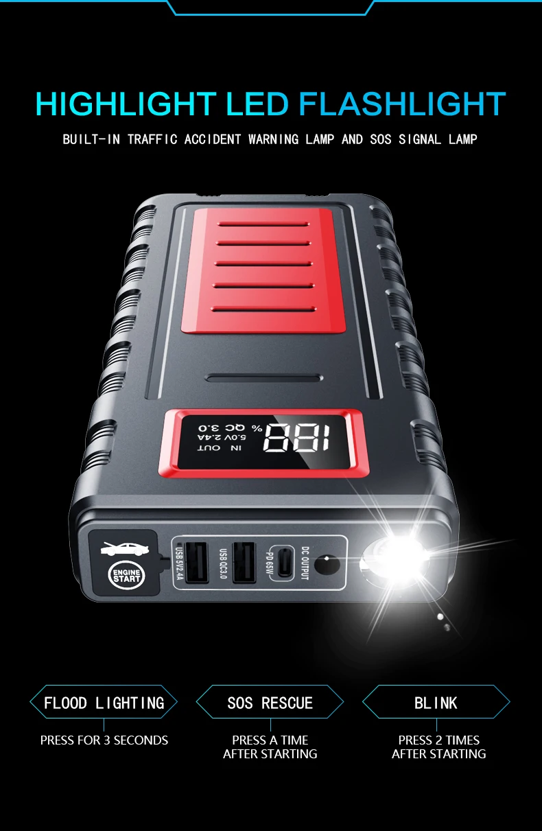 Портативное пусковое устройств – обзор и цена Jump Starter Power Bank 20000Mah