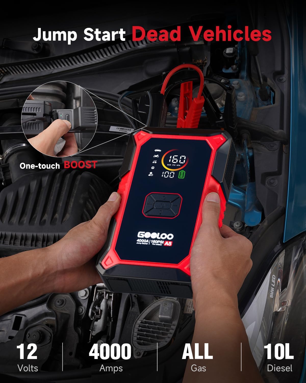 Портативный пуско-зарядный уст – обзор и цена Portable Jump Starter 4000A