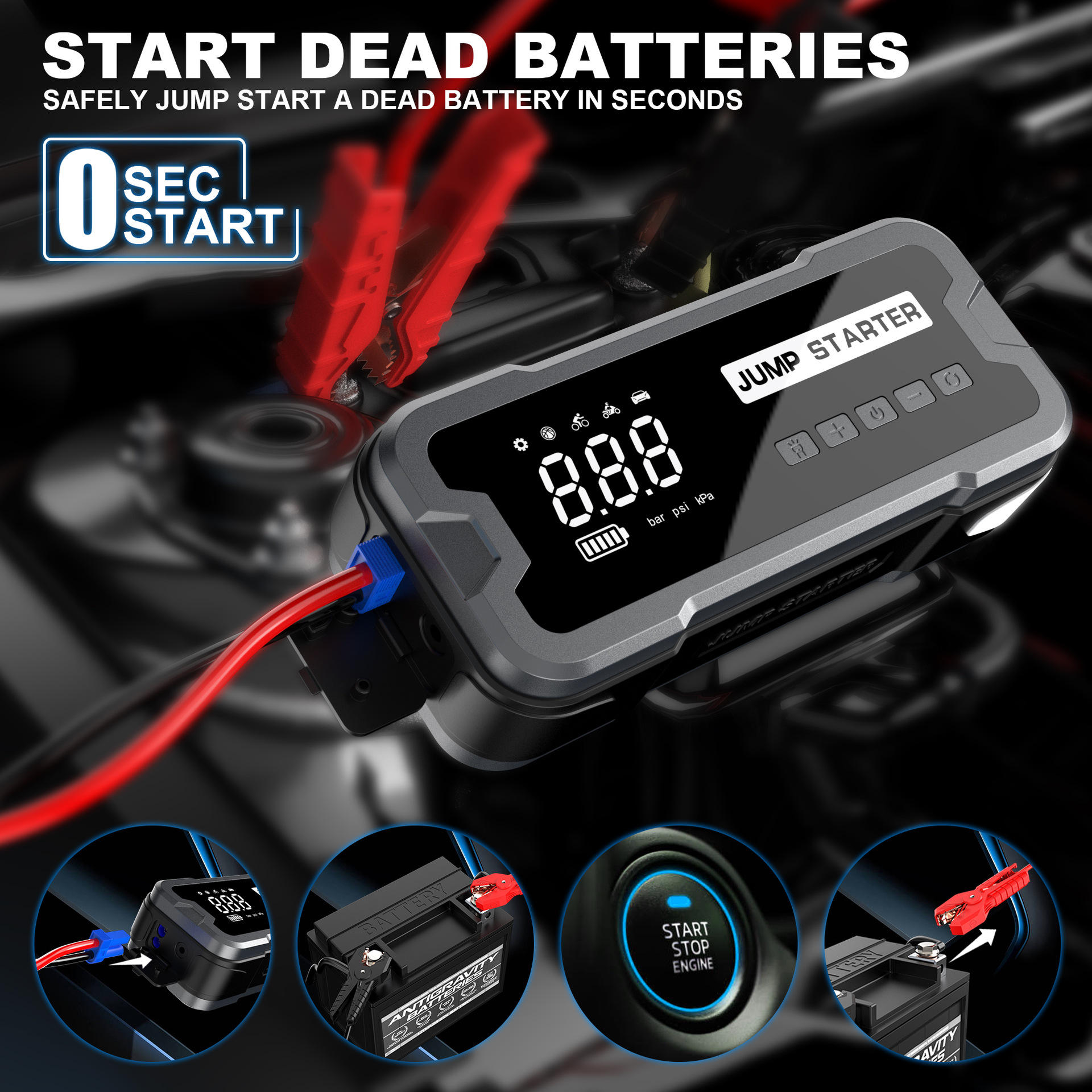 Портативное пусковое устройств – обзор и цена Portable Jump Starter 4000A